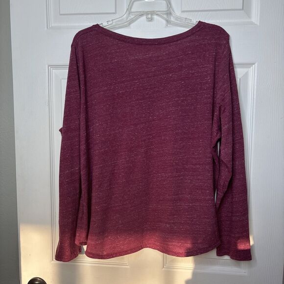 Sonoma Goods for Life Women’s XXL Heathered Burgundy Long Sleeve Everyday Tee - Picture 4 of 5